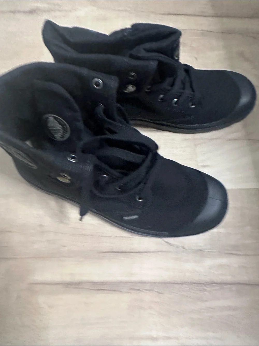 Palladium Black Canvas Lace-Up High-Top Boots - Picture 4 of 8
